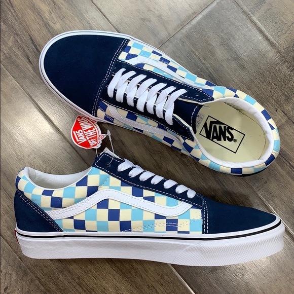 VANS OLD SKOOL CHECKERBOARD Blue Topaz men’s - Picture 15 of 16
